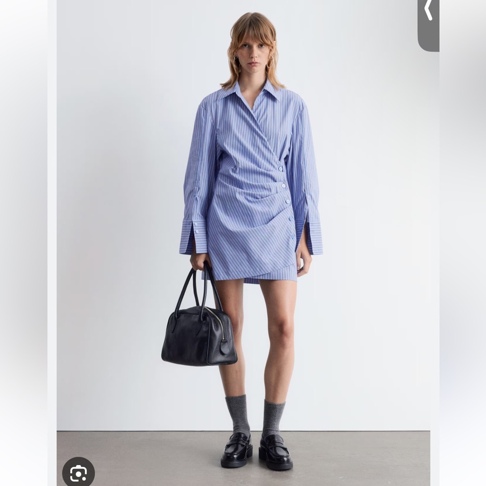 NWT & Other Stories Blue Striped Shirt wrap dress